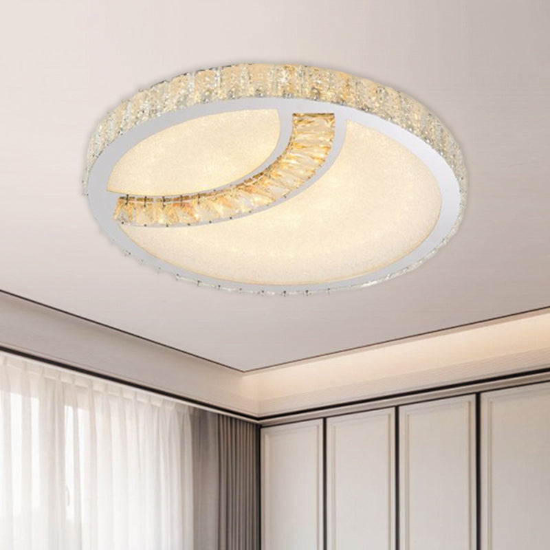 Square/Round LED Ceiling Mounted Light Contemporary Beveled Glass Restaurant Flush Mount Lamp in Chrome Clearhalo 'Ceiling Lights' 'Close To Ceiling Lights' 'Close to ceiling' 'Flush mount' Lighting' 1427431
