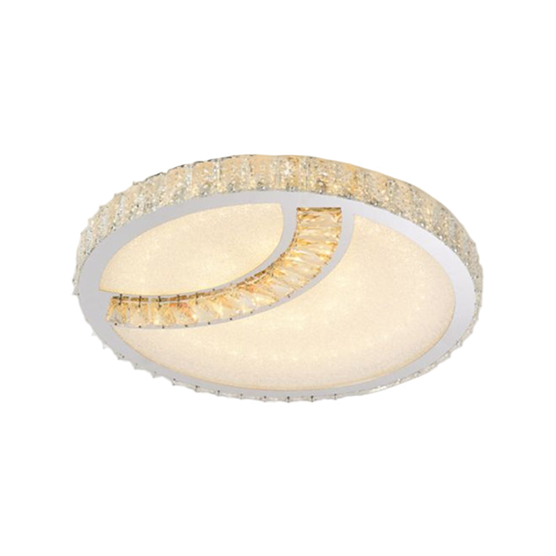 Square/Round LED Ceiling Mounted Light Contemporary Beveled Glass Restaurant Flush Mount Lamp in Chrome Clearhalo 'Ceiling Lights' 'Close To Ceiling Lights' 'Close to ceiling' 'Flush mount' Lighting' 1427432