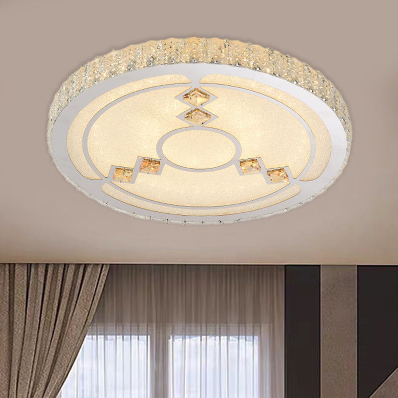 Modern Leave/Circle Flush Light Bevel Cut Glass Sleeping Room LED Ceiling Mounted Fixture in Chrome - Clearhalo - 'Ceiling Lights' - 'Close To Ceiling Lights' - 'Close to ceiling' - 'Flush mount' - Lighting' - 1427445
