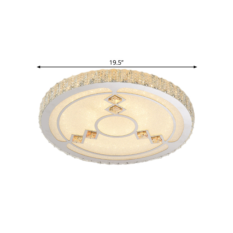 Modern Leave/Circle Flush Light Bevel Cut Glass Sleeping Room LED Ceiling Mounted Fixture in Chrome - Clearhalo - 'Ceiling Lights' - 'Close To Ceiling Lights' - 'Close to ceiling' - 'Flush mount' - Lighting' - 1427447
