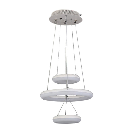 White Donut Suspension Pendant Minimalist LED 3 Lights Acrylic Chandelier Lighting Fixture Clearhalo 'Ceiling Lights' 'Chandeliers' 'Modern Chandeliers' 'Modern' Lighting' 142777