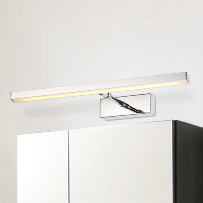 Aluminum Rectangle Vanity Lighting Simple Style 19"/23" Width LED Sconce Wall Light in Chrome, Warm/White Light Silver Warm Clearhalo 'Cast Iron' 'Glass' 'Industrial' 'Modern wall lights' 'Modern' 'Tiffany' 'Traditional wall lights' 'Vanity Lights' 'Wall Lights' Lighting' 142802