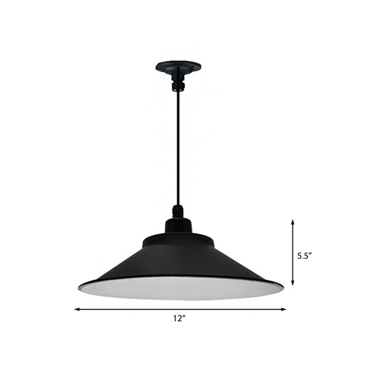 12"/14" Dia 1 Head Hanging Ceiling Light with Cone Shade Metal Industrial Indoor Pendant Light in Black Clearhalo 'Art Deco Pendants' 'Black' 'Cast Iron' 'Ceiling Lights' 'Ceramic' 'Crystal' 'Industrial Pendants' 'Industrial' 'Metal' 'Middle Century Pendants' 'Pendant Lights' 'Pendants' 'Rustic Pendants' 'Tiffany' Lighting' 142816