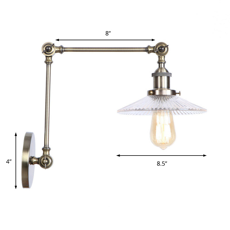 Saucer Living Room Sconce Light Fixture Rustic Style Prismatic Glass 1 Light Black/Silver/Brass Wall Lamp Clearhalo 'Cast Iron' 'Glass' 'Industrial wall lights' 'Industrial' 'Middle century wall lights' 'Modern' 'Tiffany' 'Traditional wall lights' 'Wall Lamps & Sconces' 'Wall Lights' Lighting' 142820