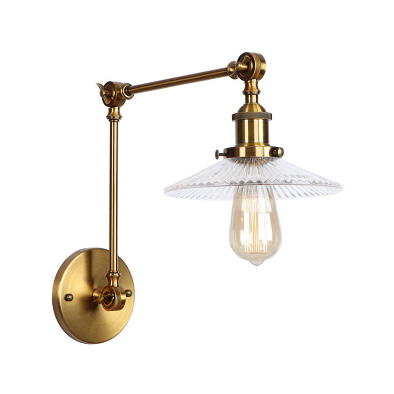 Saucer Living Room Sconce Light Fixture Rustic Style Prismatic Glass 1 Light Black/Silver/Brass Wall Lamp Clearhalo 'Cast Iron' 'Glass' 'Industrial wall lights' 'Industrial' 'Middle century wall lights' 'Modern' 'Tiffany' 'Traditional wall lights' 'Wall Lamps & Sconces' 'Wall Lights' Lighting' 142822