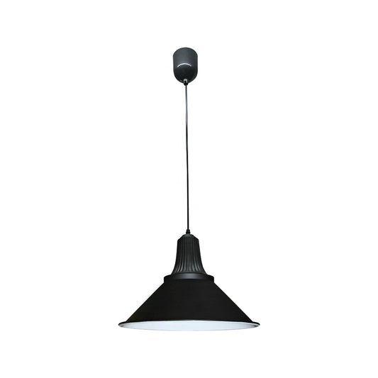 12"/14" W Extendable Cone Shade Metal Pendant Light Retro Style 1 Head Indoor Ceiling Hanging Light in Black Clearhalo 'Art Deco Pendants' 'Black' 'Cast Iron' 'Ceiling Lights' 'Ceramic' 'Crystal' 'Industrial Pendants' 'Industrial' 'Metal' 'Middle Century Pendants' 'Pendant Lights' 'Pendants' 'Rustic Pendants' 'Tiffany' Lighting' 142834