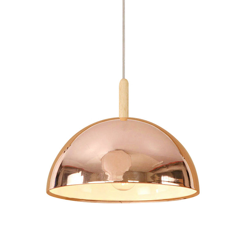 12"/16" W 1 Light Mirrored Pendant Lighting with Dome Shade Metallic Retro Style Living Room Hanging Lamp in Rose Gold Clearhalo 'Ceiling Lights' 'Modern Pendants' 'Modern' 'Pendant Lights' 'Pendants' Lighting' 142903