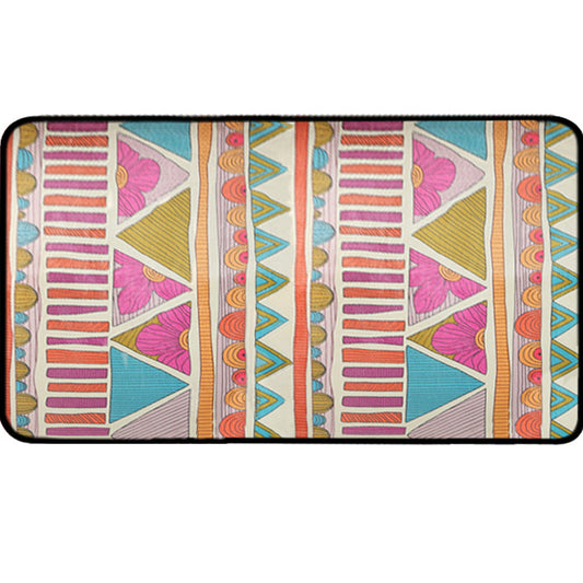Banded Geometric Southwestern Rug Colorful Polyester Carpet with floral Anti-Slip Backing Power Loom Indoor Area Rug Clearhalo 'Area Rug' 'Rugs' 'Southwestern' Rug' 1429143