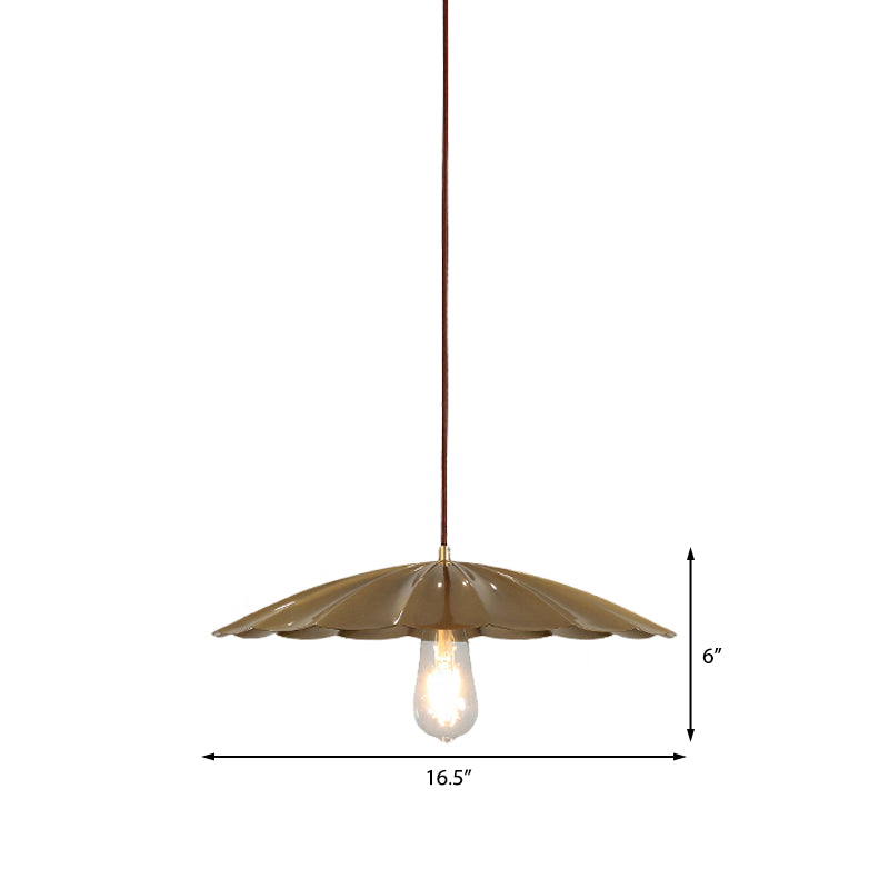 Brass Scalloped Hanging Ceiling Light Vintage Metal 1 Light Study Room Pendant Lamp Clearhalo 'Art Deco Pendants' 'Cast Iron' 'Ceiling Lights' 'Ceramic' 'Crystal' 'Industrial Pendants' 'Industrial' 'Metal' 'Middle Century Pendants' 'Pendant Lights' 'Pendants' 'Tiffany' Lighting' 143024