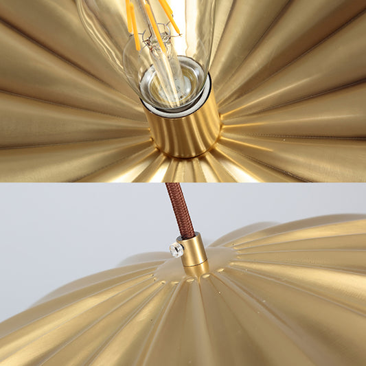 Brass Scalloped Hanging Ceiling Light Vintage Metal 1 Light Study Room Pendant Lamp Clearhalo 'Art Deco Pendants' 'Cast Iron' 'Ceiling Lights' 'Ceramic' 'Crystal' 'Industrial Pendants' 'Industrial' 'Metal' 'Middle Century Pendants' 'Pendant Lights' 'Pendants' 'Tiffany' Lighting' 143026