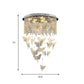 Clear Crystal Strand Drum Flush Light Contemporary 19.5"/23.5" W LED Silver Ceiling Lighting with Butterfly Fairy Deco in Warm/White Light Clearhalo 'Ceiling Lights' 'Close To Ceiling Lights' 'Close to ceiling' 'Flush mount' Lighting' 1430976