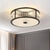 12"/16" Wide Modern 3/4 Bulbs Flush Mount with Clear Crystal Shade Black/Gold Drum Close to Ceiling Lighting Black Clearhalo 'Ceiling Lights' 'Close To Ceiling Lights' 'Close to ceiling' 'Flush mount' Lighting' 1431042