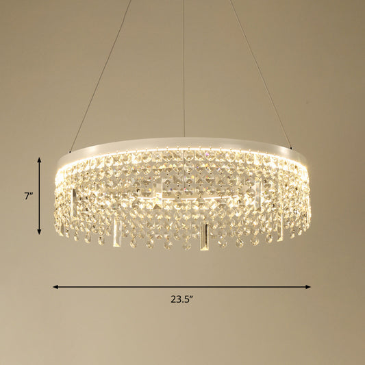 Ring/Dual-Tiered Chandelier Lamp Contemporary Faceted Crystal LED Silver Suspension Lighting in Warm/White Light Clearhalo 'Ceiling Lights' 'Chandeliers' 'Clear' 'Industrial' 'Modern Chandeliers' 'Modern' 'Tiffany' 'Traditional Chandeliers' Lighting' 1431142