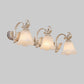 Light Brown 2/3-Head Wall Sconce Traditional Ribbed Opal Glass Blossom Vanity Fixture with Arched Arm Clearhalo 'Vanity Lights' 'Wall Lights' Lighting' 1431149