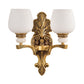 Brass 1/2 Heads Wall Mount Lamp Antiqued White Glass Cup Shape Wall Sconce Lighting for Bedroom Clearhalo 'Wall Lamps & Sconces' 'Wall Lights' Lighting' 1431213