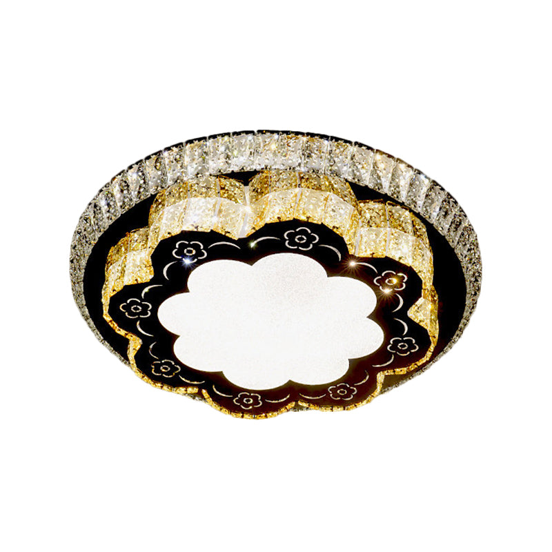 Faceted Glass Floral Ceiling Lighting Modern LED Flush Mount Light Fixture in Chrome for Sleeping Room Clearhalo 'Ceiling Lights' 'Close To Ceiling Lights' 'Close to ceiling' 'Flush mount' Lighting' 1431280