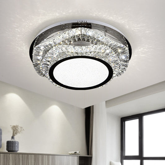 Beveled Crystal Scalloped Flush Mount Contemporary LED Chrome Close to Ceiling Lighting Fixture Chrome Clearhalo 'Ceiling Lights' 'Close To Ceiling Lights' 'Close to ceiling' 'Flush mount' Lighting' 1431323