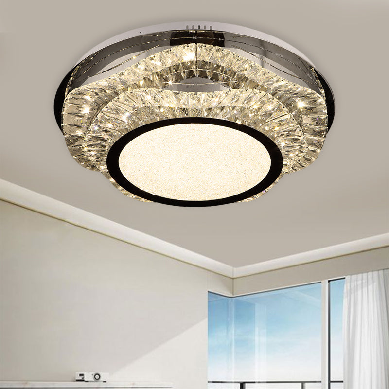 Beveled Crystal Scalloped Flush Mount Contemporary LED Chrome Close to Ceiling Lighting Fixture Clearhalo 'Ceiling Lights' 'Close To Ceiling Lights' 'Close to ceiling' 'Flush mount' Lighting' 1431324