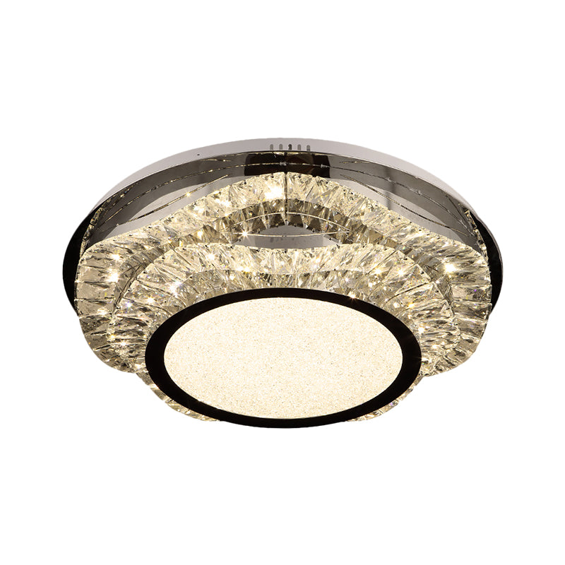 Beveled Crystal Scalloped Flush Mount Contemporary LED Chrome Close to Ceiling Lighting Fixture Clearhalo 'Ceiling Lights' 'Close To Ceiling Lights' 'Close to ceiling' 'Flush mount' Lighting' 1431325