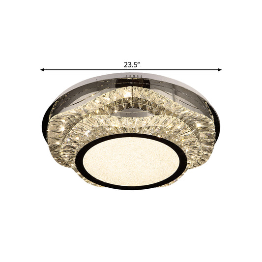 Beveled Crystal Scalloped Flush Mount Contemporary LED Chrome Close to Ceiling Lighting Fixture Clearhalo 'Ceiling Lights' 'Close To Ceiling Lights' 'Close to ceiling' 'Flush mount' Lighting' 1431326
