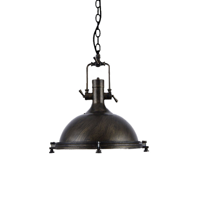 Bowl Shade Iron Ceiling Pendant Vintage Style 1 Light Coffee Shop Hanging Ceiling Light in Aged Silver/Bronze/Rust Clearhalo 'Art Deco Pendants' 'Cast Iron' 'Ceiling Lights' 'Ceramic' 'Crystal' 'Industrial Pendants' 'Industrial' 'Metal' 'Middle Century Pendants' 'Pendant Lights' 'Pendants' 'Tiffany' Lighting' 143133