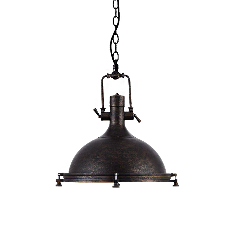 Bowl Shade Iron Ceiling Pendant Vintage Style 1 Light Coffee Shop Hanging Ceiling Light in Aged Silver/Bronze/Rust Clearhalo 'Art Deco Pendants' 'Cast Iron' 'Ceiling Lights' 'Ceramic' 'Crystal' 'Industrial Pendants' 'Industrial' 'Metal' 'Middle Century Pendants' 'Pendant Lights' 'Pendants' 'Tiffany' Lighting' 143135