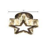 LED Hallway Flush Light Fixture Modern Chrome Close to Ceiling Lighting with Star/Loving Heart Crystal Prisms Shade Clearhalo 'Ceiling Lights' 'Close To Ceiling Lights' 'Close to ceiling' 'Flush mount' Lighting' 1431358