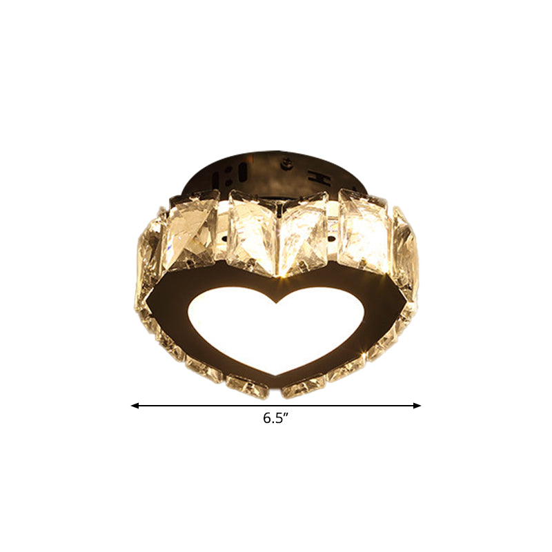 LED Hallway Flush Light Fixture Modern Chrome Close to Ceiling Lighting with Star/Loving Heart Crystal Prisms Shade Clearhalo 'Ceiling Lights' 'Close To Ceiling Lights' 'Close to ceiling' 'Flush mount' Lighting' 1431363