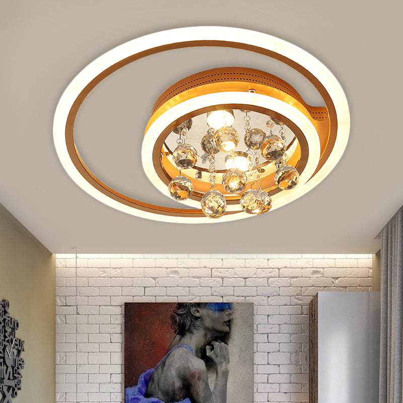 LED Parlor Flush Mount Lamp Modern Gold Close to Ceiling Lighting Fixture with Triangle/Round/Loving Heart Crystal Shade - Clearhalo - 'Ceiling Lights' - 'Close To Ceiling Lights' - 'Close to ceiling' - 'Flush mount' - Lighting' - 1431456