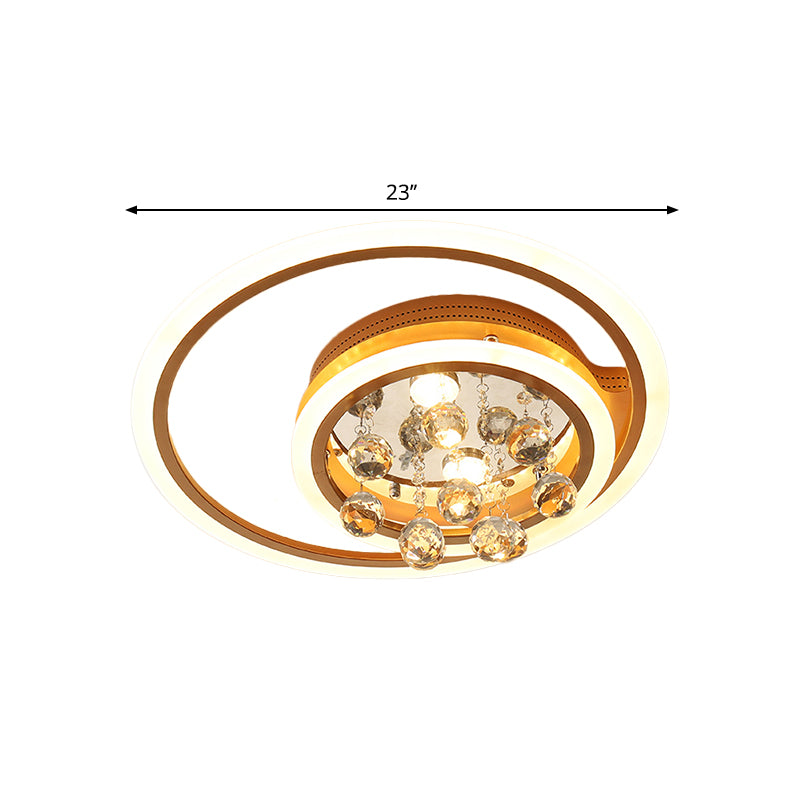 LED Parlor Flush Mount Lamp Modern Gold Close to Ceiling Lighting Fixture with Triangle/Round/Loving Heart Crystal Shade - Clearhalo - 'Ceiling Lights' - 'Close To Ceiling Lights' - 'Close to ceiling' - 'Flush mount' - Lighting' - 1431458