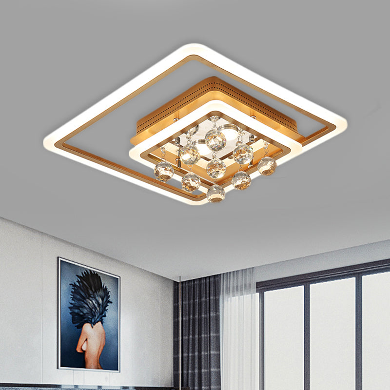 LED Parlor Flush Mount Lamp Modern Gold Close to Ceiling Lighting Fixture with Triangle/Round/Loving Heart Crystal Shade - Clearhalo - 'Ceiling Lights' - 'Close To Ceiling Lights' - 'Close to ceiling' - 'Flush mount' - Lighting' - 1431460