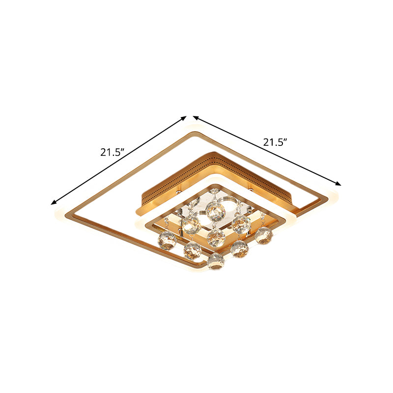 LED Parlor Flush Mount Lamp Modern Gold Close to Ceiling Lighting Fixture with Triangle/Round/Loving Heart Crystal Shade - Clearhalo - 'Ceiling Lights' - 'Close To Ceiling Lights' - 'Close to ceiling' - 'Flush mount' - Lighting' - 1431463