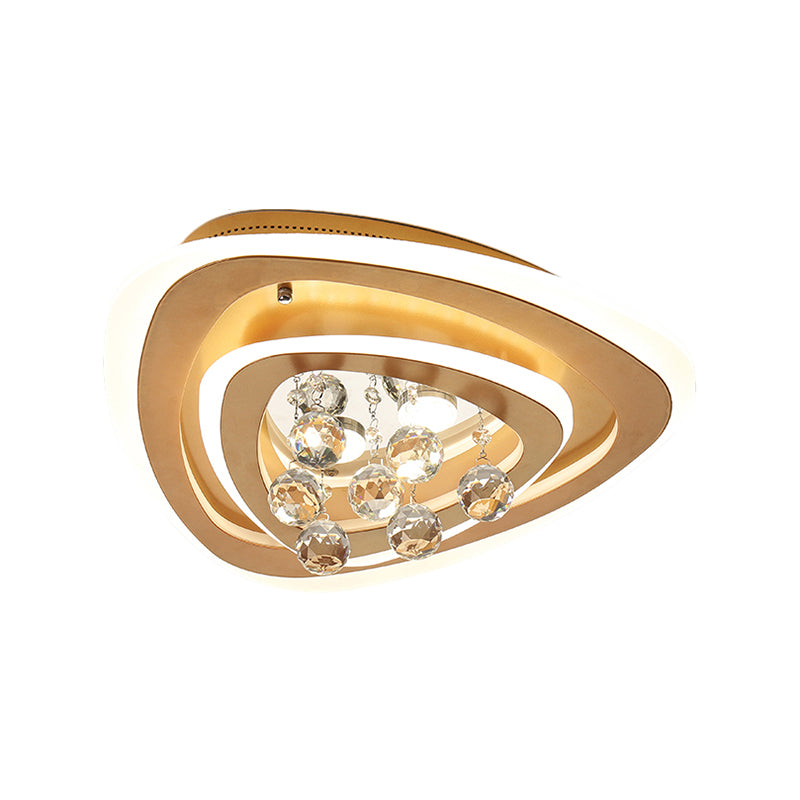 LED Parlor Flush Mount Lamp Modern Gold Close to Ceiling Lighting Fixture with Triangle/Round/Loving Heart Crystal Shade - Clearhalo - 'Ceiling Lights' - 'Close To Ceiling Lights' - 'Close to ceiling' - 'Flush mount' - Lighting' - 1431472