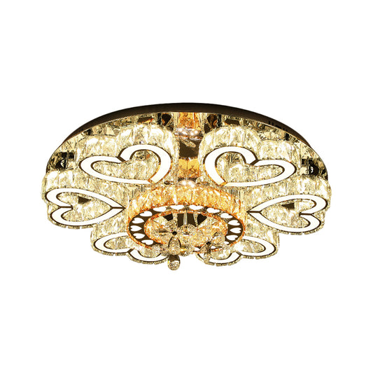 Contemporary Flush Mount Light with Crystal Block Shade Chrome Loving Heart LED Ceiling Lamp for Sitting Room Clearhalo 'Ceiling Lights' 'Close To Ceiling Lights' 'Close to ceiling' 'Flush mount' Lighting' 1431502