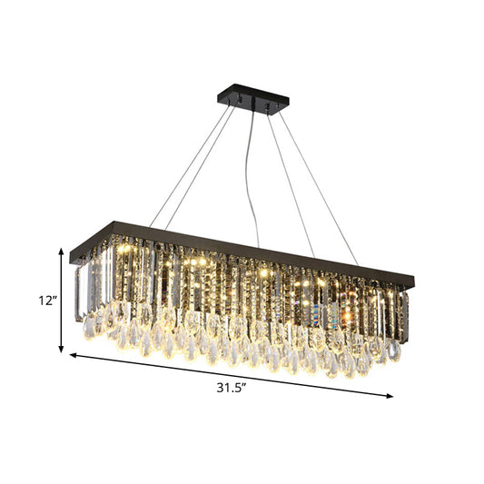 Rectangle Crystal Drip Island Pendant Modern Style Chrome LED Suspended Lighting Fixture, 23.5"/31.5" Wide Clearhalo 'Ceiling Lights' 'Island Lights' Lighting' 1431538