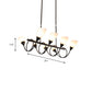 Black Cup Shape Chandelier Light Vintage 6/8/10 Lights White Glass Led Pendant Lamp Kit with Linear Design Clearhalo 'Ceiling Lights' 'Chandeliers' 'Modern Chandeliers' 'Modern' Lighting' 143157
