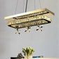 Modern Rectangle Ring LED Island Light Crystal Block Suspension Pendant in Chrome with Flower Deco for Restaurant Clearhalo 'Ceiling Lights' 'Island Lights' Lighting' 1431605