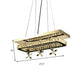 Modern Rectangle Ring LED Island Light Crystal Block Suspension Pendant in Chrome with Flower Deco for Restaurant Clearhalo 'Ceiling Lights' 'Island Lights' Lighting' 1431607