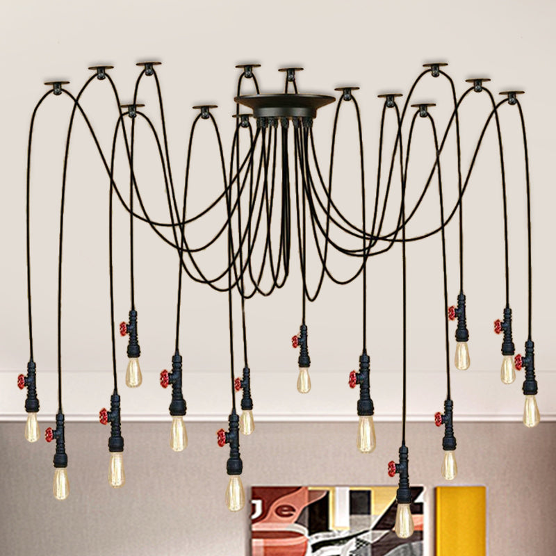 Black 2/3 Lights Pendant Lamp Industrial Style Metal Swag Ceiling Fixture with Pipe Design and Valve for Kitchen 14 Black Clearhalo 'Art Deco Pendants' 'Black' 'Cast Iron' 'Ceiling Lights' 'Ceramic' 'Crystal' 'Industrial Pendants' 'Industrial' 'Metal' 'Middle Century Pendants' 'Pendant Lights' 'Pendants' 'Rustic Pendants' 'Tiffany' Lighting' 1431643