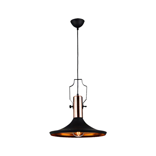 1 Bulb Pendant Light with Cone/Urn/Flared Shade and Adjustable Cord Metallic Hanging Ceiling Light in Black Clearhalo 'Ceiling Lights' 'Modern Pendants' 'Modern' 'Pendant Lights' 'Pendants' Lighting' 143178