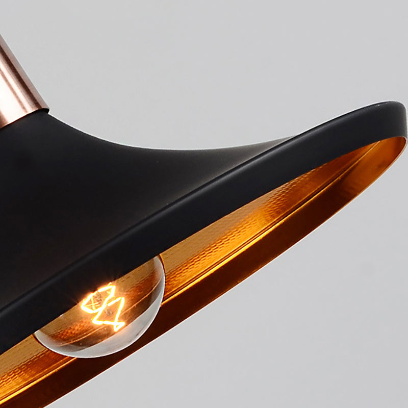 1 Bulb Pendant Light with Cone/Urn/Flared Shade and Adjustable Cord Metallic Hanging Ceiling Light in Black Clearhalo 'Ceiling Lights' 'Modern Pendants' 'Modern' 'Pendant Lights' 'Pendants' Lighting' 143180