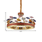 Red Hoop Chandelier Pendant Light Macaron Crystal Bedroom 19.5"/23.5" W LED Hanging Lamp with Colorful Mushroom Decor Clearhalo 'Ceiling Lights' 'Chandeliers' 'Modern Chandeliers' 'Modern' Lighting' 1431854