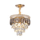 Layered Crystal Leaf Chandelier Modern 3-Head Balcony Ceiling Suspension Lamp in Gold Clearhalo 'Ceiling Lights' 'Chandeliers' 'Modern Chandeliers' 'Modern' Lighting' 1431983