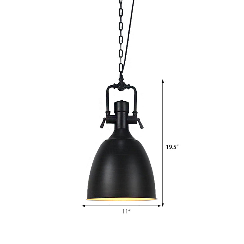11"/14.5" Width Domed Metallic Ceiling Pendant Industrial 1 Head Coffee Shop Pendant Light Fixture in Black Clearhalo 'Art Deco Pendants' 'Black' 'Cast Iron' 'Ceiling Lights' 'Ceramic' 'Crystal' 'Industrial Pendants' 'Industrial' 'Metal' 'Middle Century Pendants' 'Pendant Lights' 'Pendants' 'Rustic Pendants' 'Tiffany' Lighting' 143199