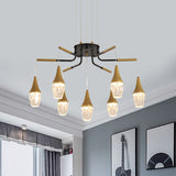 7/13/16-Head LED Chandelier Postmodern Burst Design Crystal Raindrop Ceiling Light in Gold 7 Gold Clearhalo 'Ceiling Lights' 'Chandeliers' 'Modern Chandeliers' 'Modern' Lighting' 1431993