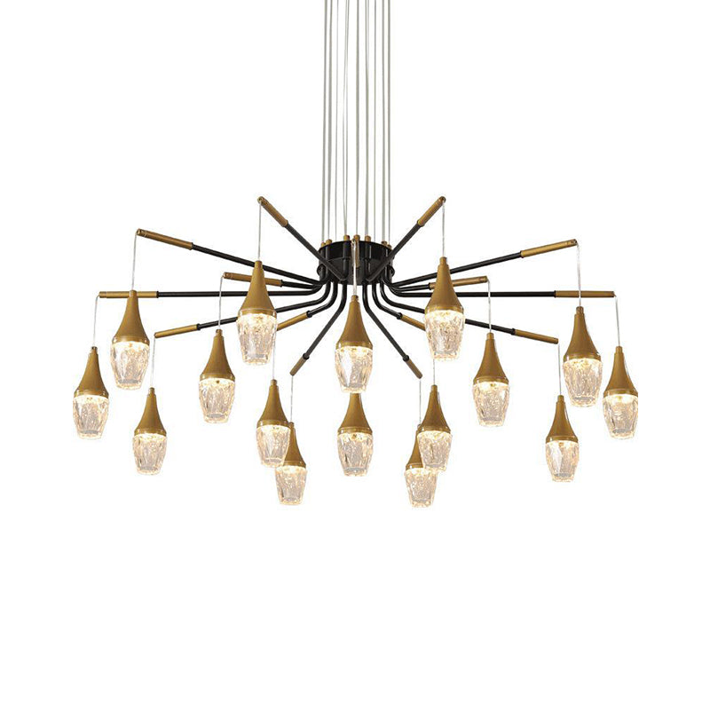 7/13/16-Head LED Chandelier Postmodern Burst Design Crystal Raindrop Ceiling Light in Gold Clearhalo 'Ceiling Lights' 'Chandeliers' 'Modern Chandeliers' 'Modern' Lighting' 1432005