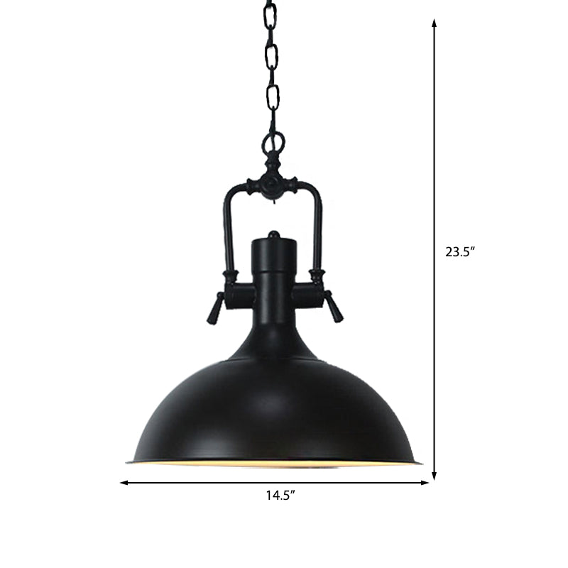 11"/14.5" Width Domed Metallic Ceiling Pendant Industrial 1 Head Coffee Shop Pendant Light Fixture in Black Clearhalo 'Art Deco Pendants' 'Black' 'Cast Iron' 'Ceiling Lights' 'Ceramic' 'Crystal' 'Industrial Pendants' 'Industrial' 'Metal' 'Middle Century Pendants' 'Pendant Lights' 'Pendants' 'Rustic Pendants' 'Tiffany' Lighting' 143202