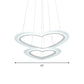 Heart-Shaped Chandelier Light Simple Acrylic LED 1/2/3-Head Living Room Ceiling Drop Pendant in Warm/White Light Clearhalo 'Ceiling Lights' 'Chandeliers' 'Modern Chandeliers' 'Modern' Lighting' 143210
