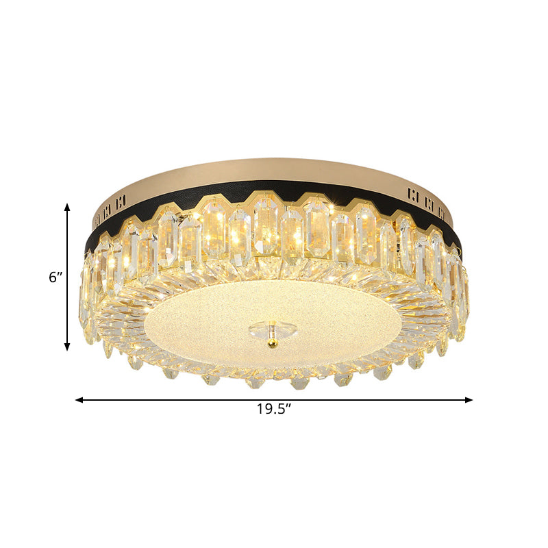Clear Crystal Tambour Ceiling Lamp Simplicity Bedroom LED Flush-Mount Light Fixture - Clearhalo - 'Ceiling Lights' - 'Close To Ceiling Lights' - 'Close to ceiling' - 'Flush mount' - Lighting' - 1432128