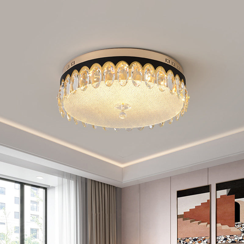 Clear Crystal Tambour Ceiling Lamp Simplicity Bedroom LED Flush-Mount Light Fixture - Clear - B - Clearhalo - 'Ceiling Lights' - 'Close To Ceiling Lights' - 'Close to ceiling' - 'Flush mount' - Lighting' - 1432130